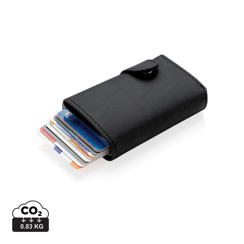 Hliníkové RFID pouzdro na karty s PU peněženkou, černá