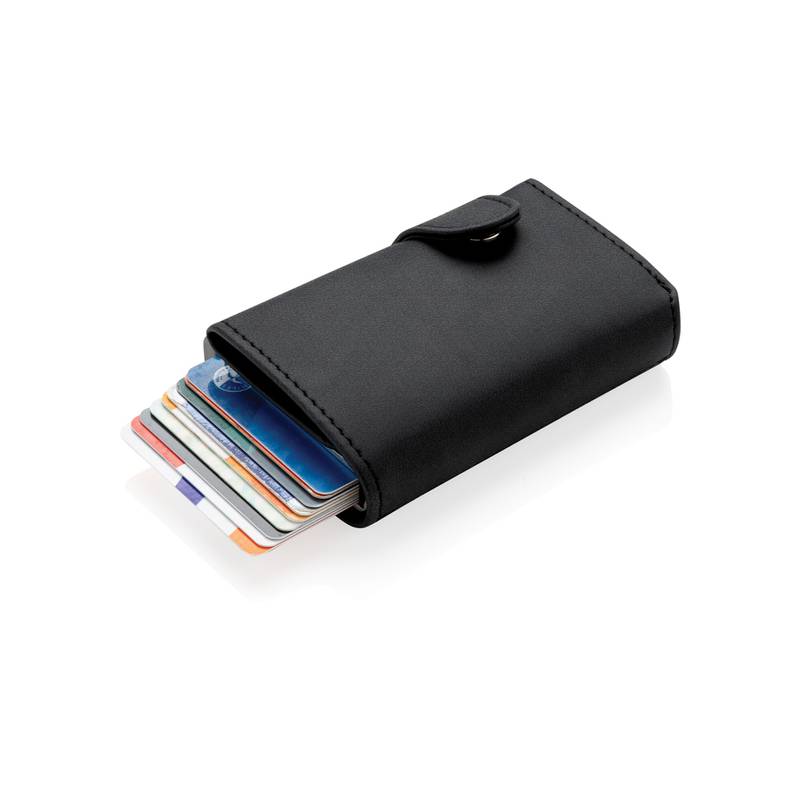 Hliníkové RFID pouzdro na karty s PU peněženkou, černá
